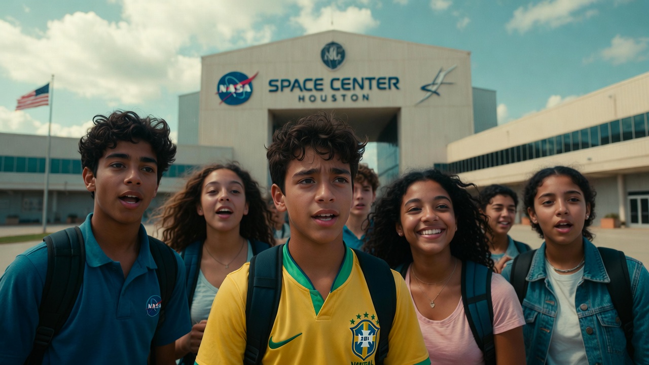 Estudantes chegando em Houston - Nasa